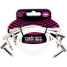 Ernie Ball 6386 Flat Patch Cable Vinklad-Vinklad 30cm - Vit 3-pack