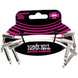 Ernie Ball 6384 Flat Patch Cable Vinklad-Vinklad 7,5cm - Vit 3-pack