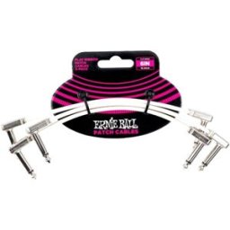 Ernie Ball 6385 Flat Patch Cable Vinklad-Vinklad 15cm - Vit 3-pack