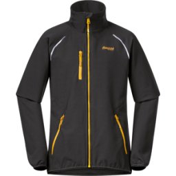 Bergans Girls' Sjoa Light Softshell Jacket Solid Charcoal/Light Golden Yellow 152