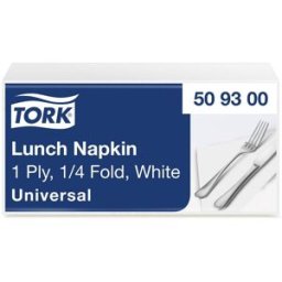 TORK Servett 1-lags 1/4-vikt vit 500/fp