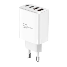 TELE System EU – 40 W USB-C + USB-A-laddare, 4 portar, snabbladdning
