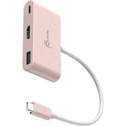 J5create Usb-C Till Hdmi 4k Och Usb Type-A Med 90w Strömförsörjning - Rosa