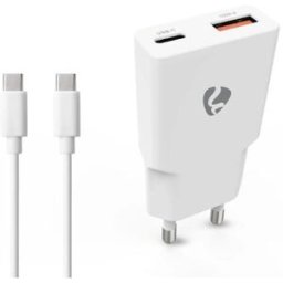 Laddare vÃ¤gg NEDIS GaN 2xUSB-A/C 1m vit
