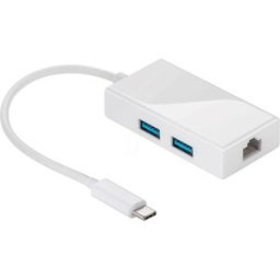 Goobay USB-C till RJ45 nätverk och 2 x USB 3.0 Vit