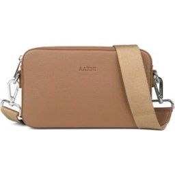 Aarni sand crossbody väska med silverfärgad dragkedja