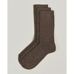 Amanda Christensen 3-Pack Supreme Wool/Cashmere Sock Brown Melange