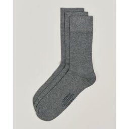 Amanda Christensen 3-Pack True Cotton Socks Grey Melange