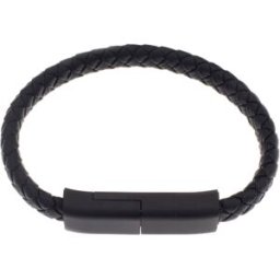 Silver Bar USB-laddnigskabel-armband svart för iPhone 18,5 cm 2281
