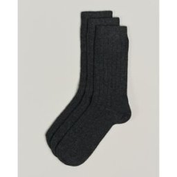 Amanda Christensen 3-Pack Supreme Wool/Cashmere Sock Antracite Melange