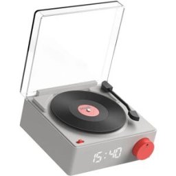 Mobility On Board Vinyl Retro, bluetooth högtalare med väckarklocka - Grå