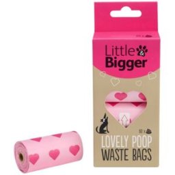 Little&bigger; Lovely Bajspåsar Med Hjärtan Rosa 60-Pack
