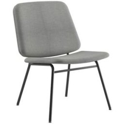 Loungestol Greta, sitshöjd 400 mm, svart underrede, ljusgrå klädsel