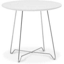 Soffbord Linnea, stabilt metallunderrede, diameter 500 mm, vit/krom