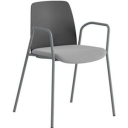 Stol Helmer, sits stoppad, ryggstöd plast, 4-pack, sits mörkgrå/ljusgr