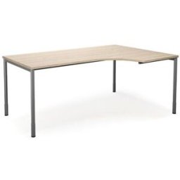 Hörnskrivbord DUO-C, höger, LxB 1800x1200 mm, ek/silver