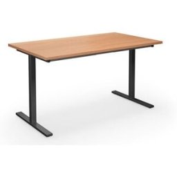 Bord DUO-T, rak skiva, LxB 1400x800 mm, bok/svart