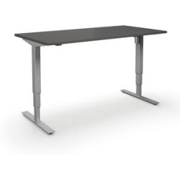 Höj och sänkbart skrivbord Atlanta, rak, LxB 1600x800 mm, mörkgrå/silv