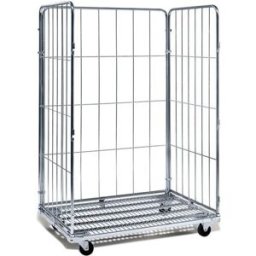 Rullcontainer, HxLxB 1800x1200x800 mm, med 3 väggar, max 400 kg