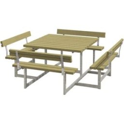 Bänkbord Ela, LxD 2240 x 2240 mm, med 4 ryggstöd, natur