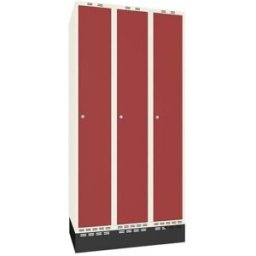 Klädskåp Sonesson Flex, 3 dörrar i 3 skåp, BxD 300x550 mm/skåp, röd/vi