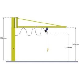 Pelarsvängkran med eltelfer Donati, Kap 1000 kg, Arm 2000 mm, inkl mon