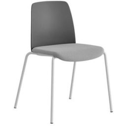 Stol Helmer, sits stoppad, ryggstöd plast, 4-pack, sits mörkgrå/ljusgr