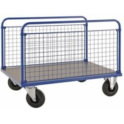 Plattformsvagn Uvan, nät, LxBxH 1200x800x900 mm, blå, 2 gavlar långsid