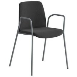 Stol Helmer, sits/ryggstöd stoppade, 4-pack, sits svart, underrede sil