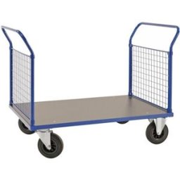 Plattformsvagn Uvan, nät, LxBxH 1383x800x1020 mm, blå, 2 gavlar kortsi