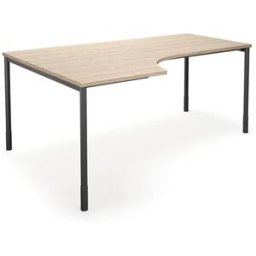 Hörnskrivbord DUO-C, vänster, LxB 1800x1200 mm, ek/svart