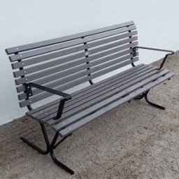 Parksoffa Göteborg 1750 mm med armstöd, 3-pl. Grå