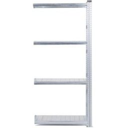 Lagerhylla Flex, utbyggnad, BxDxH 906x500x1972, 4 st galvade hyllplan