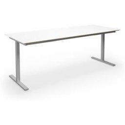 Bord DUO-T Trend, rak skiva, raka hörn, LxB 2000x800 mm, vit/silver