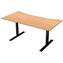 Höj och sänkbart skrivbord med runda ben och maguttag, LxB 1600x800 mm