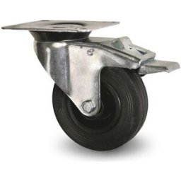 Industrihjul av gummi Ø 125x37 mm, länkhjul med broms