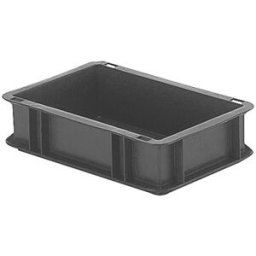 Plastback Teff med tät sida och botten, LxBxH 300x200x75 mm, grå, 5-pa