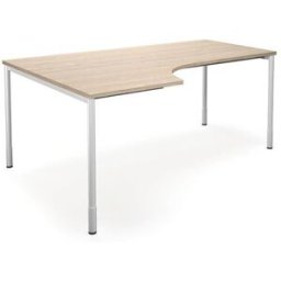 Hörnskrivbord DUO-C, vänster, LxB 1800x1200 mm, ek/vit