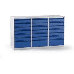 Verkstadshurts Hadi, HxBxD 900 x 1500 x 500 mm, 21 lådor, låda gentian