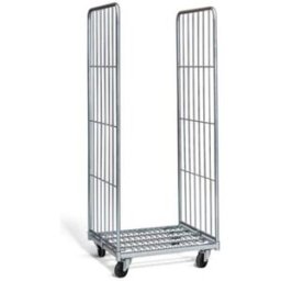 Rullcontainer, HxLxB 1800x720x800 mm, med 2 väggar, max 400 kg