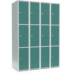 Elevskåp Fydor SMG, BxDxH 1200x550x1752 mm, 12 dörrar i 4 skåp, plant