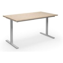 Bord DUO-T, rak skiva, LxB 1400x800 mm, ek/silver
