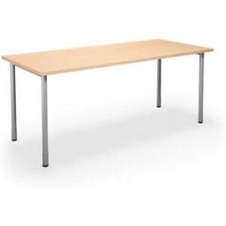 Bord DUO-C, rak skiva, LxB 1800x800 mm, björk/silver