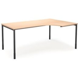 Hörnskrivbord DUO-C, höger, LxB 1800x1200 mm, björk/svart