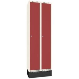 Klädskåp Sonesson Flex, 2 dörrar i 2 skåp, BxD 300x400 mm/skåp, röd/vi
