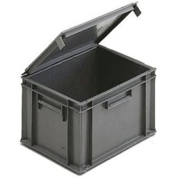 Transportback med lock 400x300x246 mm, 20 liter, grå