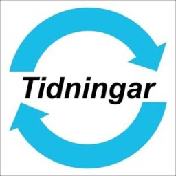 Sorteringsdekal med text Tidningar, vinylfolie 100x100 mm