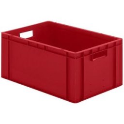Plastback Teff med tät sida och botten, LxBxH 600x400x266 mm, röd, 5-p