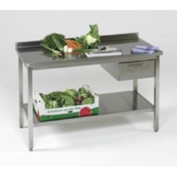 Rostfri bänk med hög bakkant, 1600x650 mm