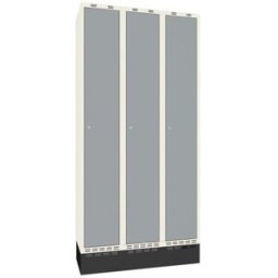 Klädskåp Sonesson Flex, 3 dörrar i 3 skåp, BxD 300x400 mm/skåp, grå/vi